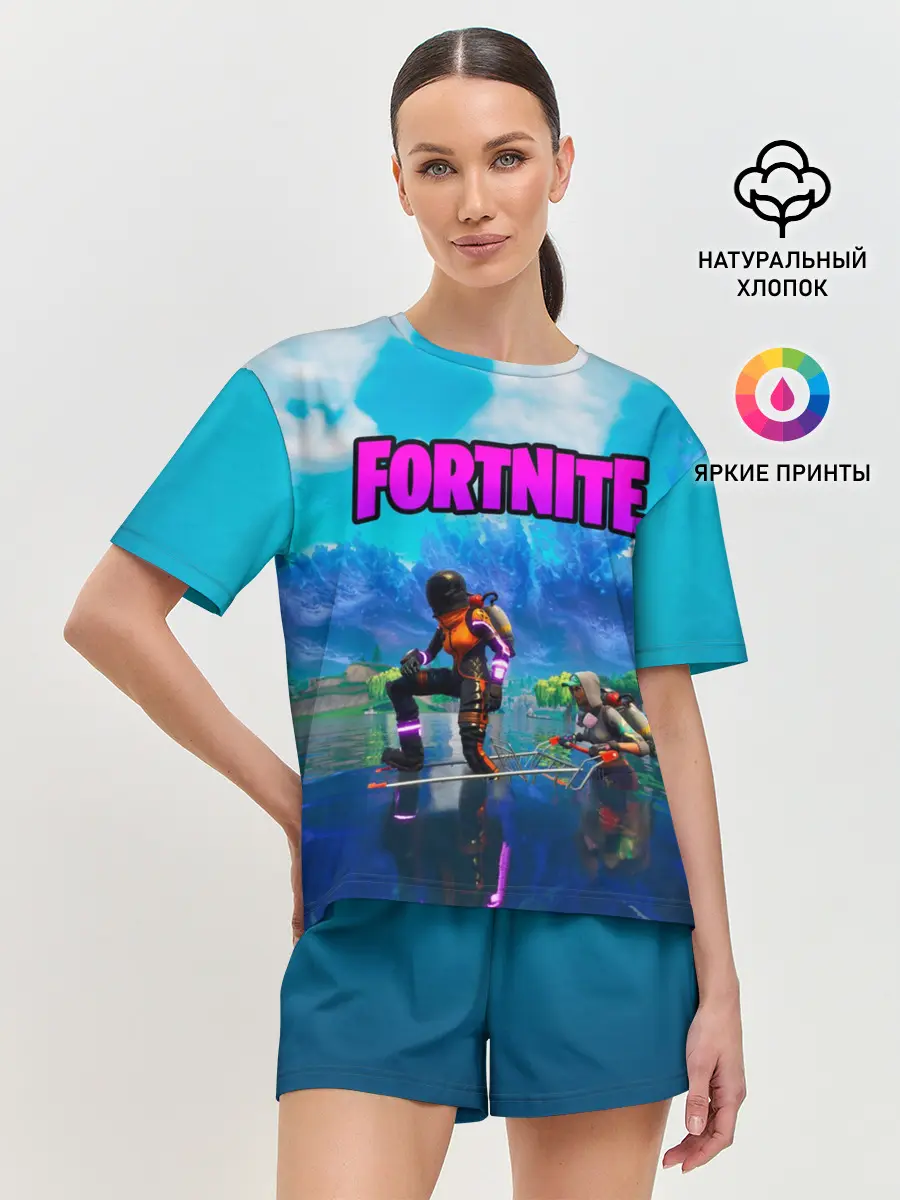 Женская пижама с шортами / Fortnite повозка