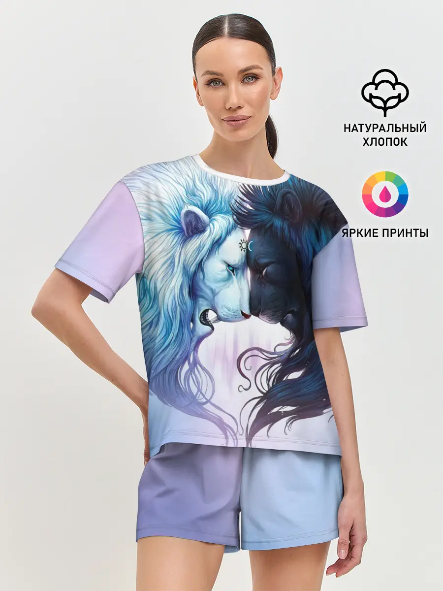 Женская пижама с шортами / Lions love