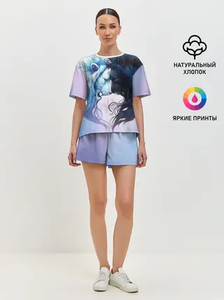 Женская пижама с шортами / Lions love