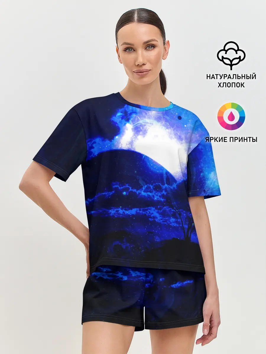 Женская пижама с шортами / Космический закат