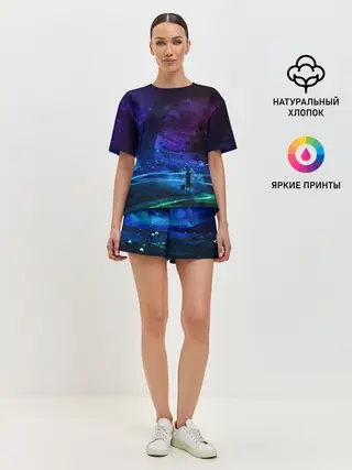 Женская пижама с шортами / Парень и космос