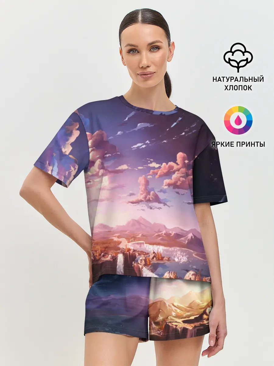 Женская пижама с шортами / Фантастический закат