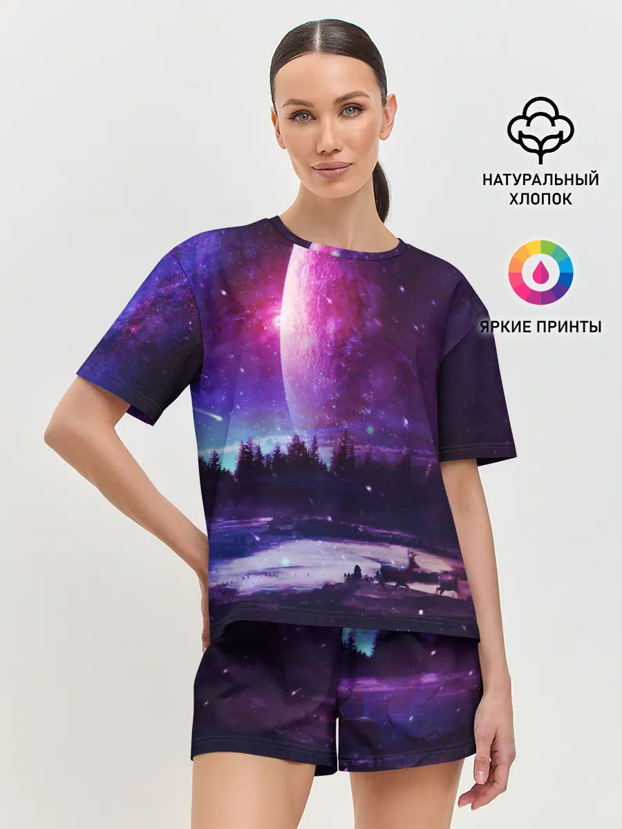 Женская пижама с шортами / Северный закат