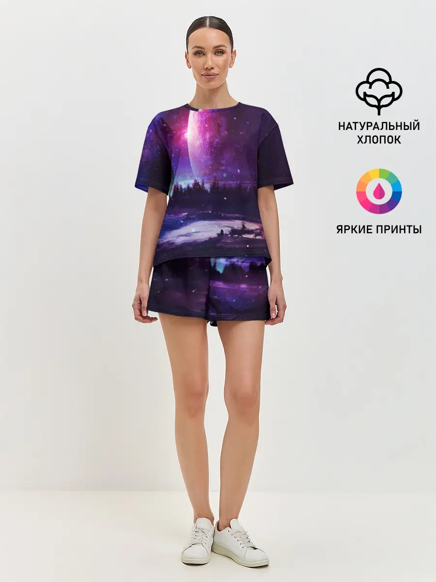 Женская пижама с шортами / Северный закат