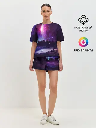 Женская пижама с шортами / Северный закат