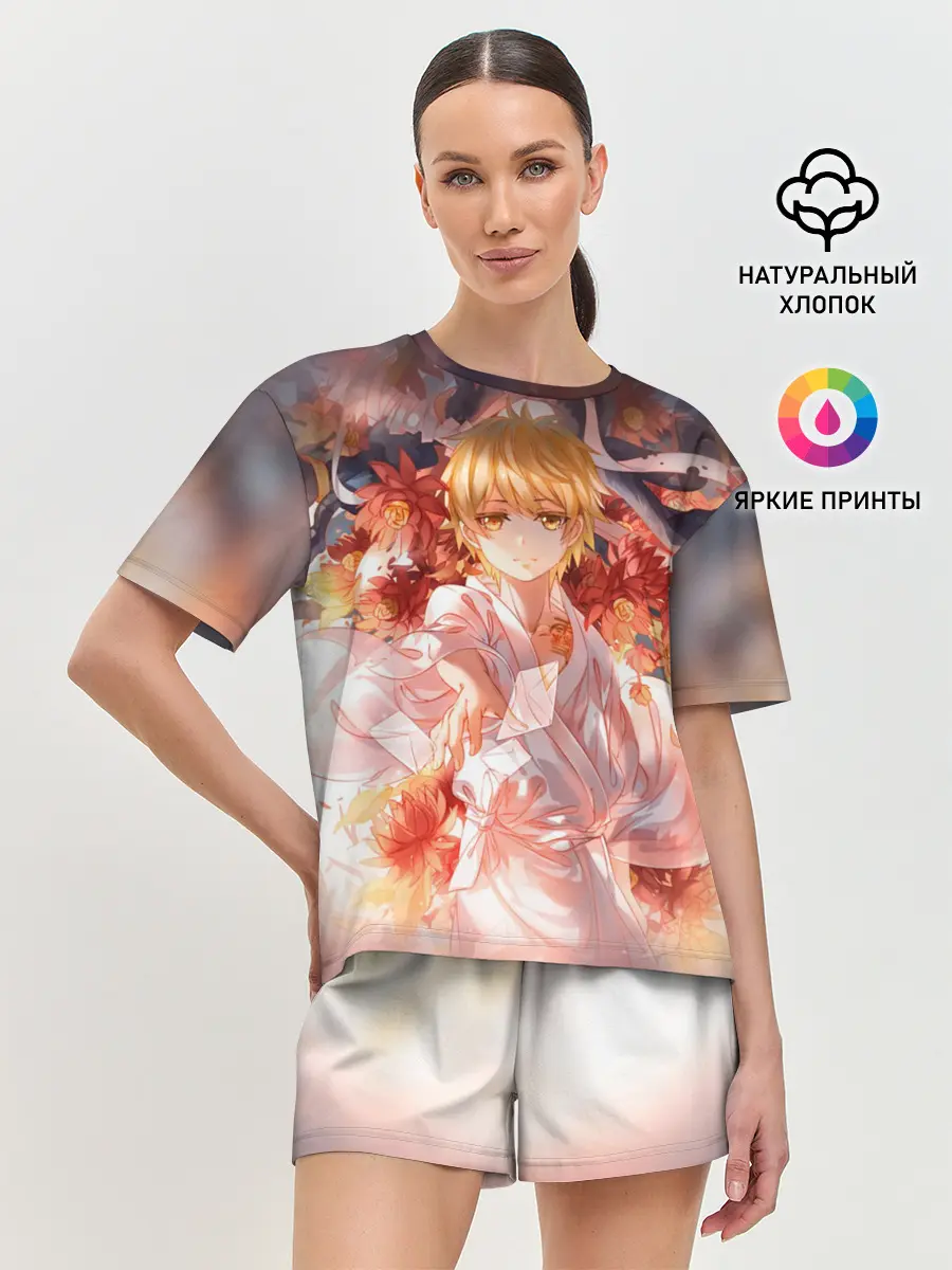 Женская пижама с шортами / БЕЗДОМНЫЙ БОГ. Юкинэ в цветах