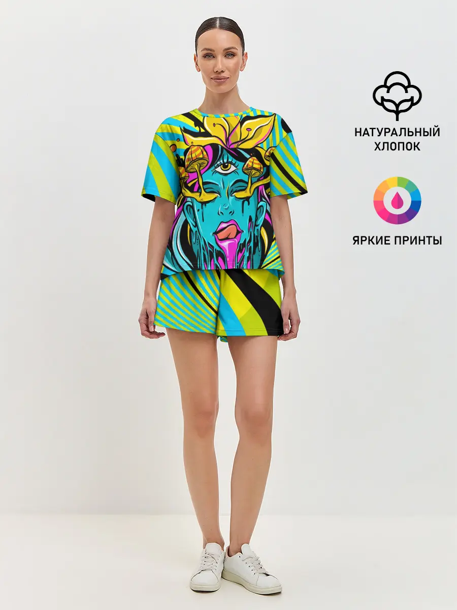Женская пижама с шортами / Психоделика