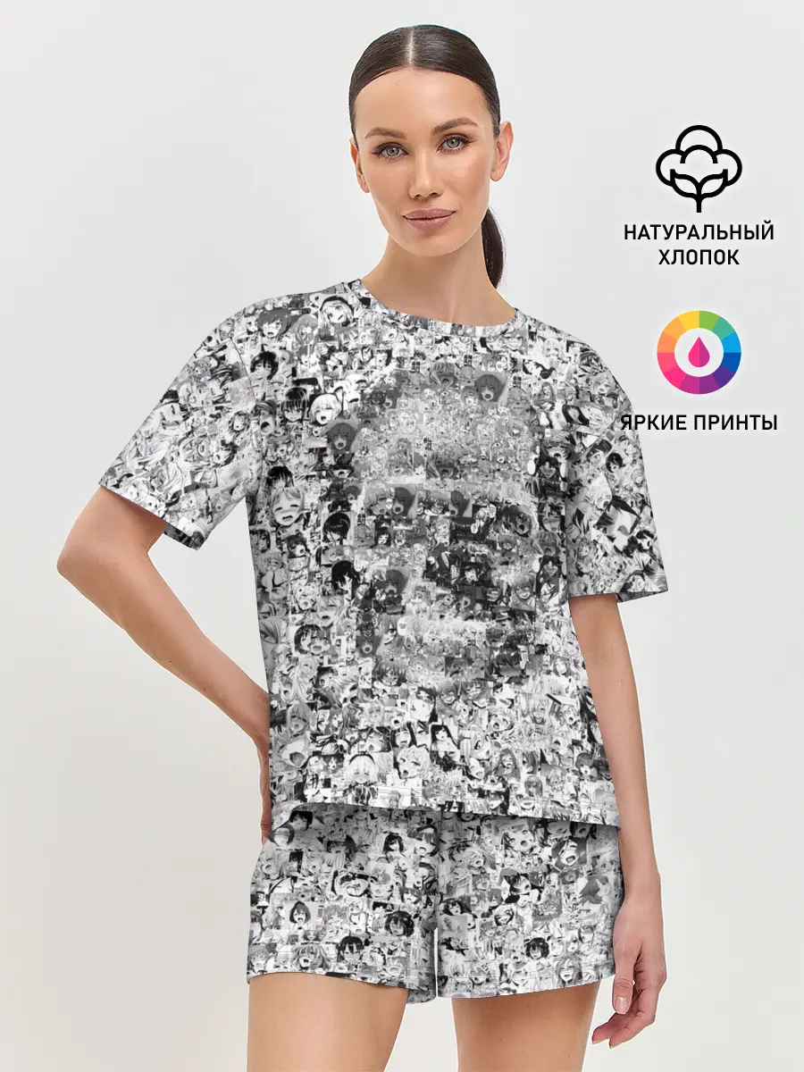 Женская пижама с шортами / Череп из ахегао