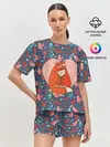 Женская пижама с шортами / Влюбленные лисички