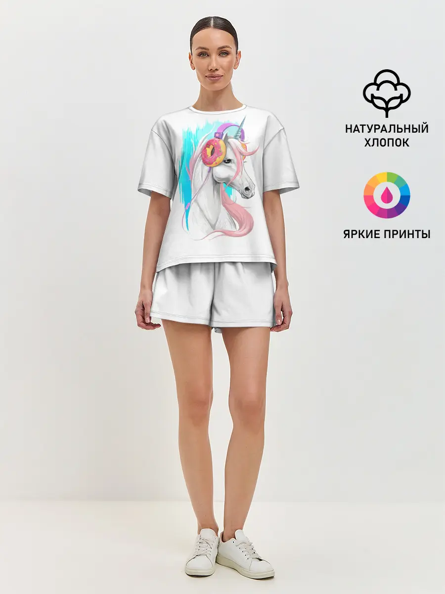 Женская пижама с шортами / Music Unicorn Art