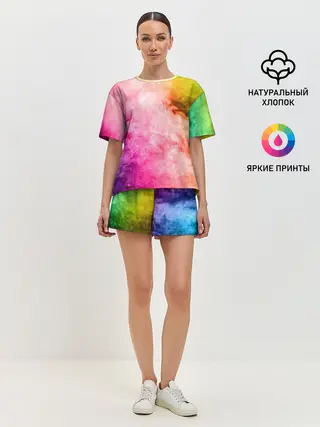 Женская пижама с шортами / Радужный дым