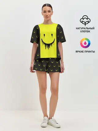 Женская пижама с шортами / Смайлик