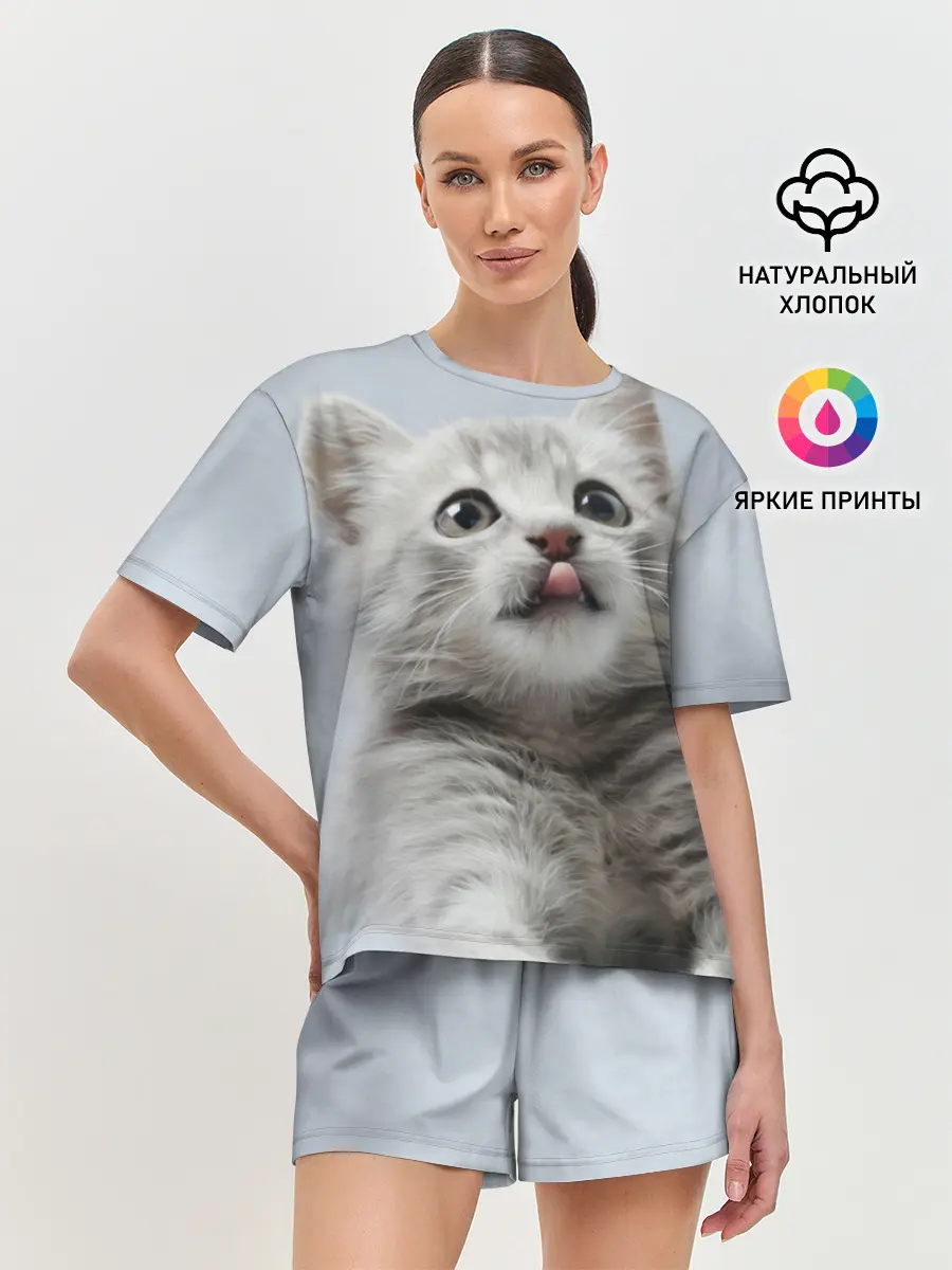 Женская пижама с шортами / Котенок