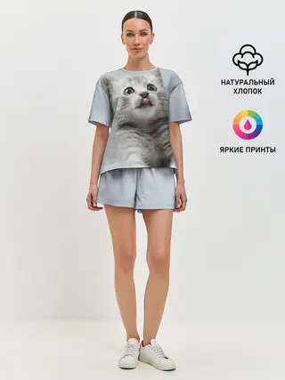 Женская пижама с шортами / Котенок