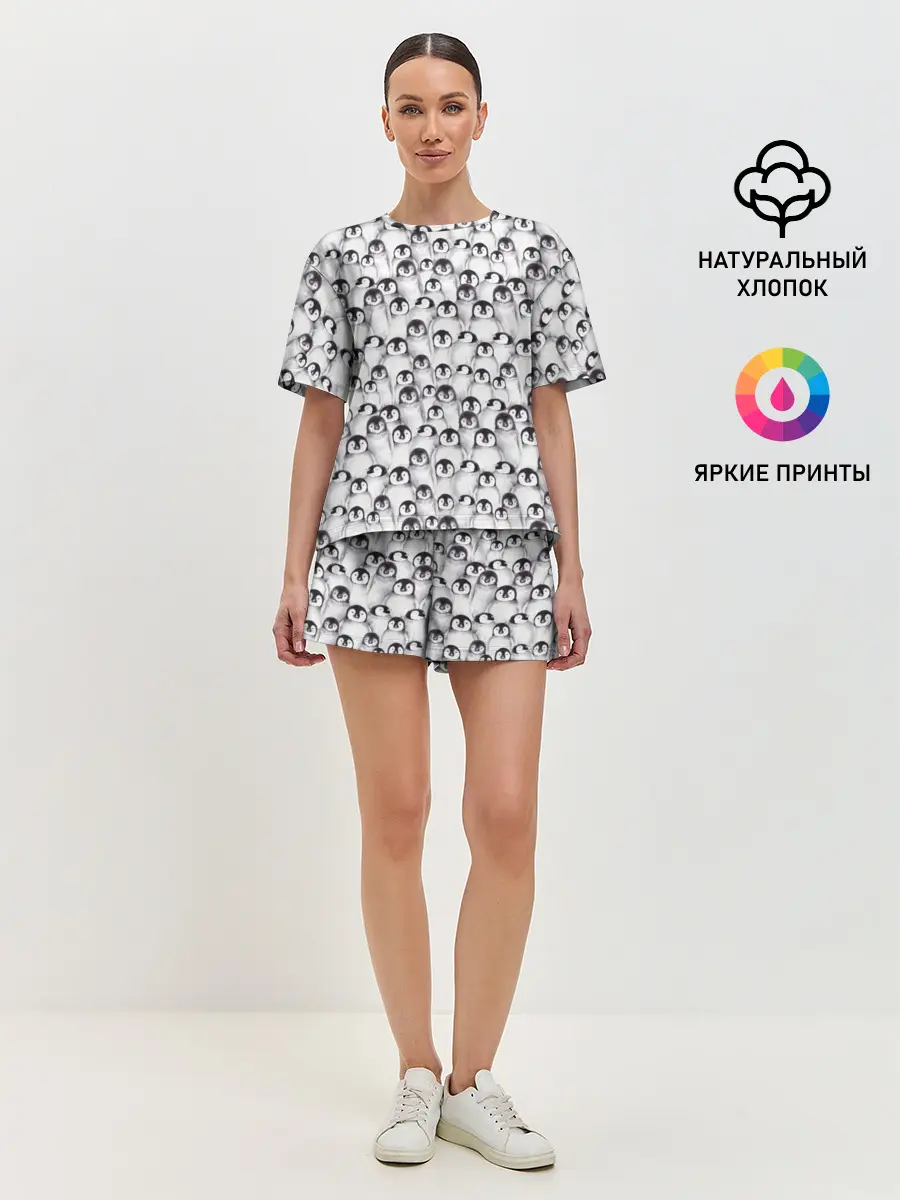 Женская пижама с шортами / Пингвинчики