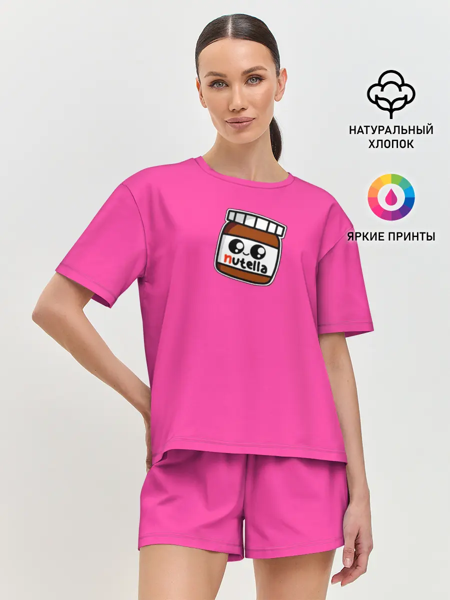 Женская пижама с шортами / Парные футболки: Нутелка