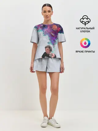 Женская пижама с шортами / Илон Маск курит космос