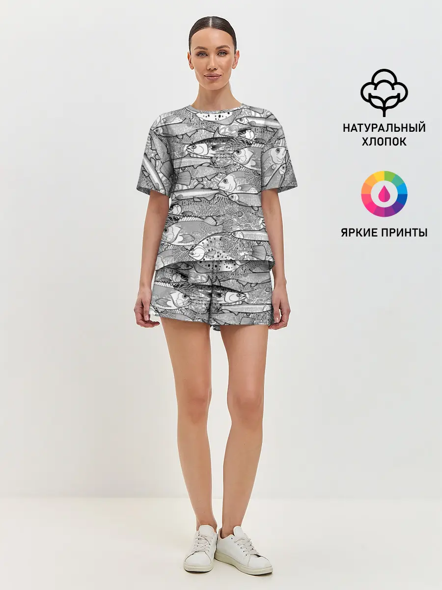 Женская пижама с шортами / Рыбы