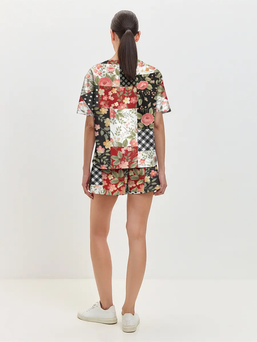 Женская пижама с шортами / Лоскутный орнамент