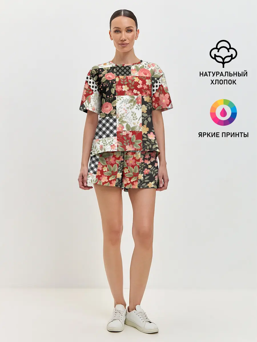 Женская пижама с шортами / Лоскутный орнамент