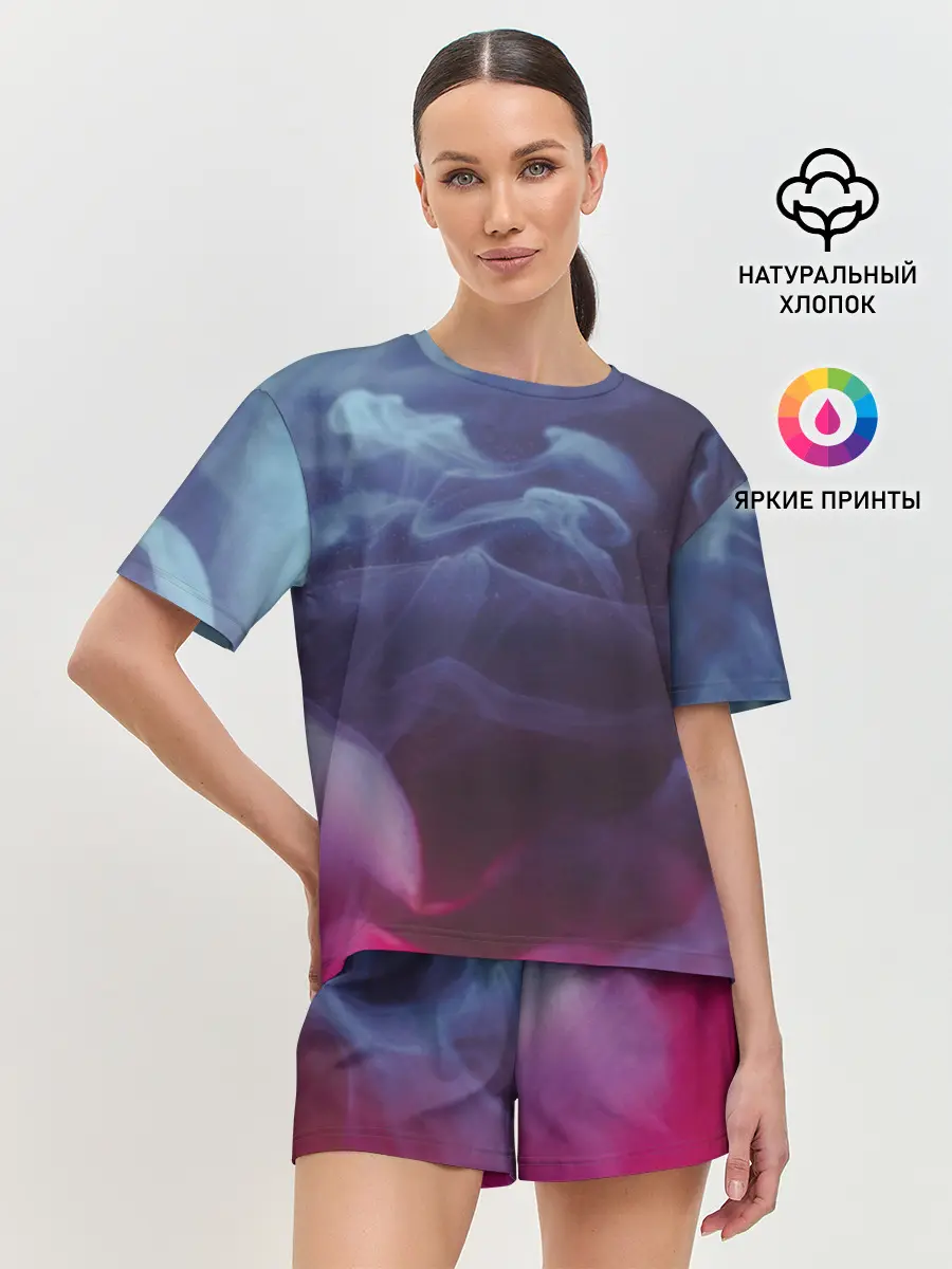 Женская пижама с шортами / Футболка Smoke