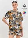Женская пижама с шортами / Тигры и зебры
