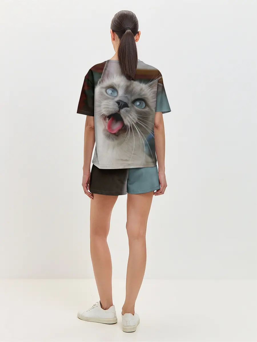 Женская пижама с шортами / Сиамский котенок