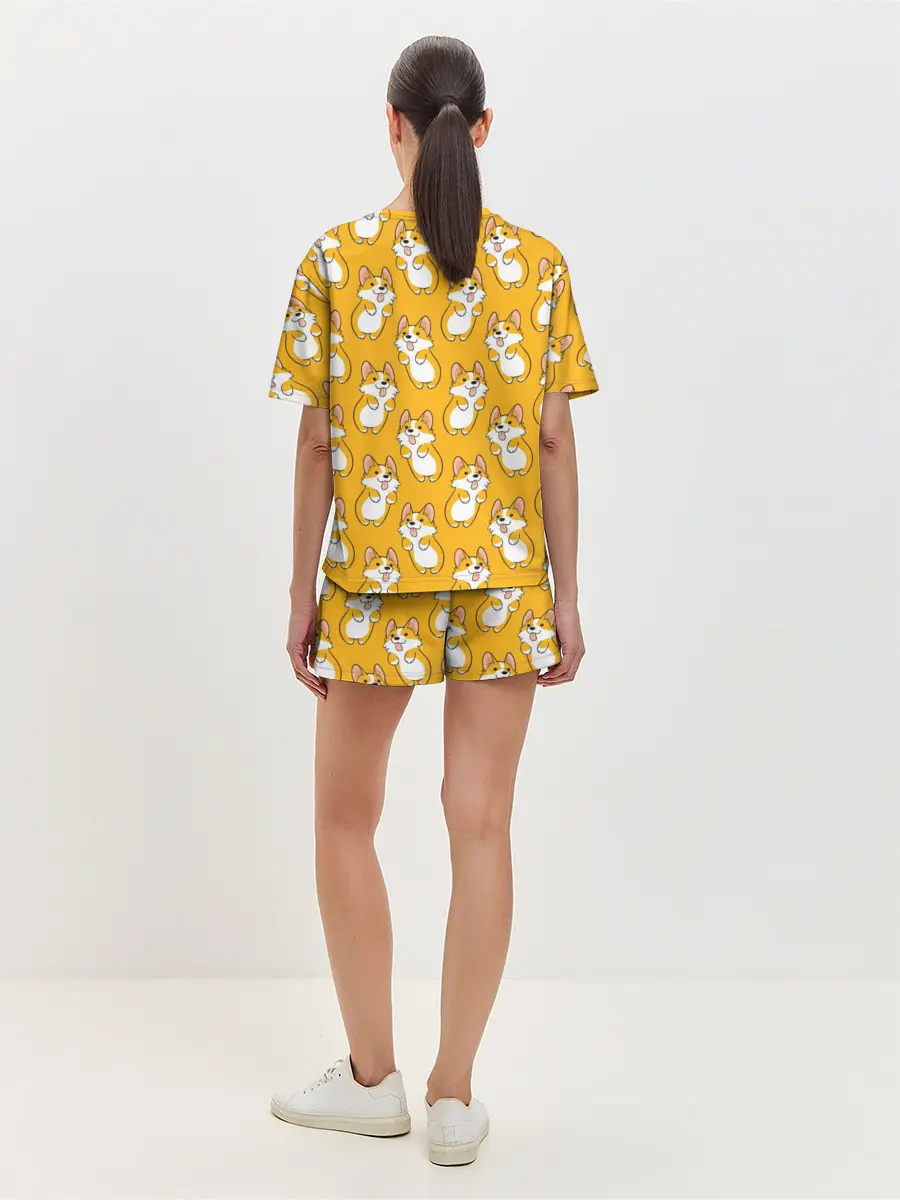 Женская пижама с шортами / Корги Паттерн 2