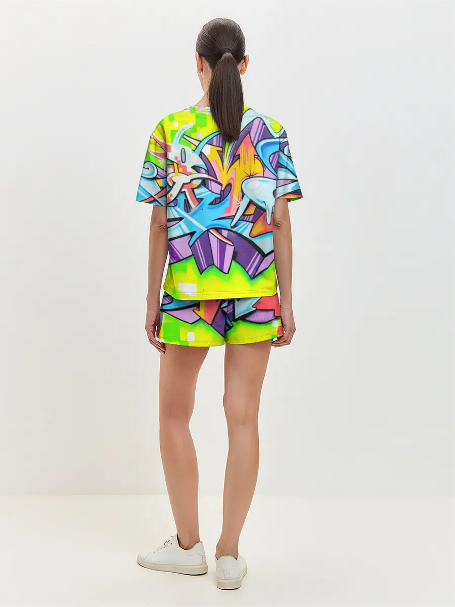 Женская пижама с шортами / Неоновая кислота