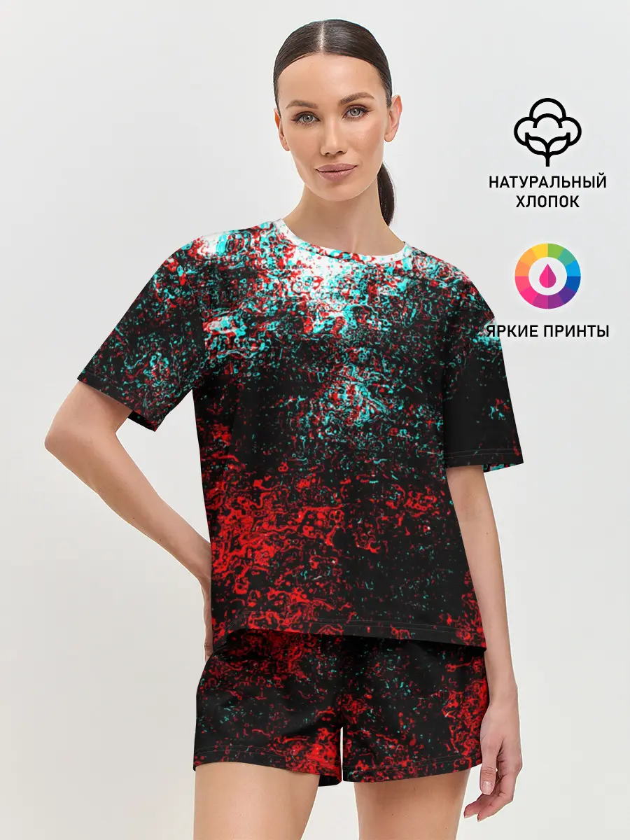 Женская пижама с шортами / БРЫЗГИ КРАСОК GLITCH