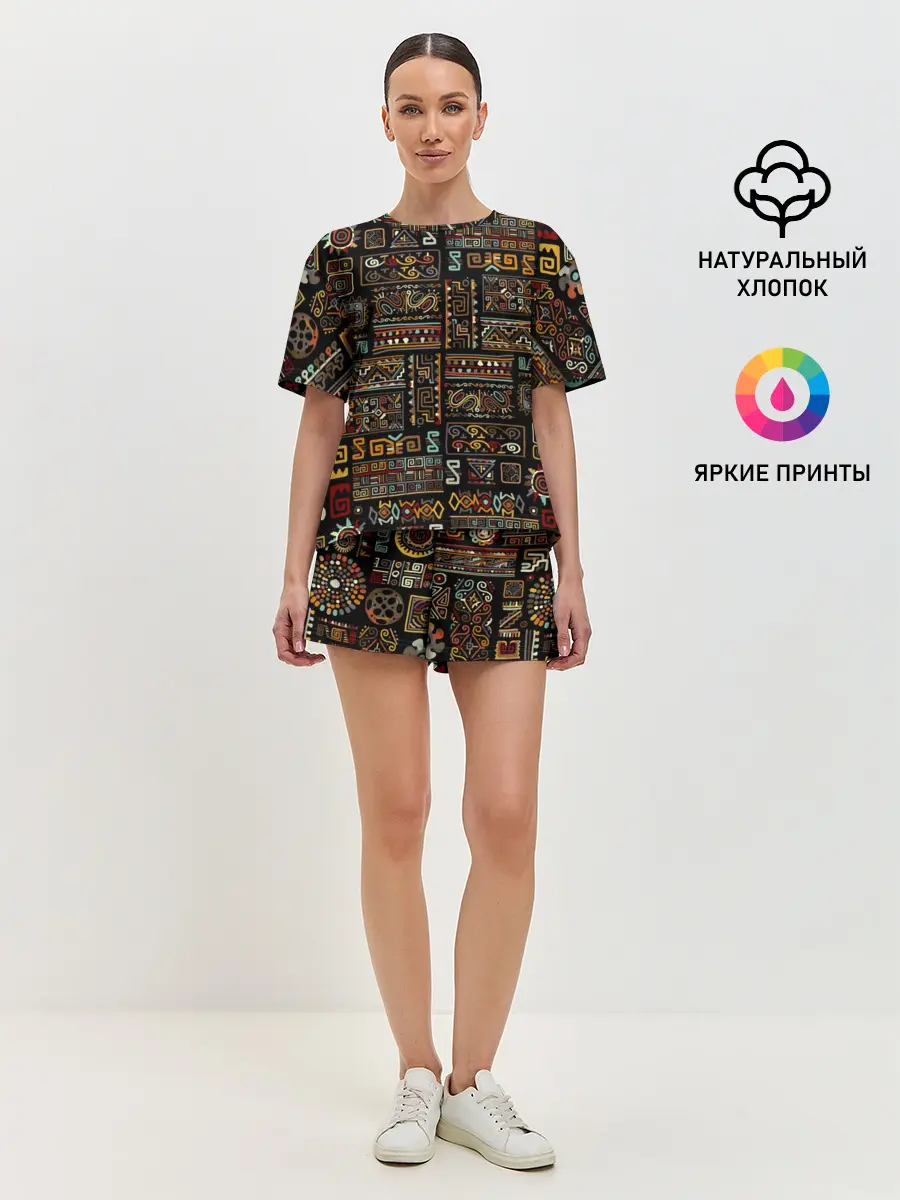 Женская пижама с шортами / Этнический орнамент