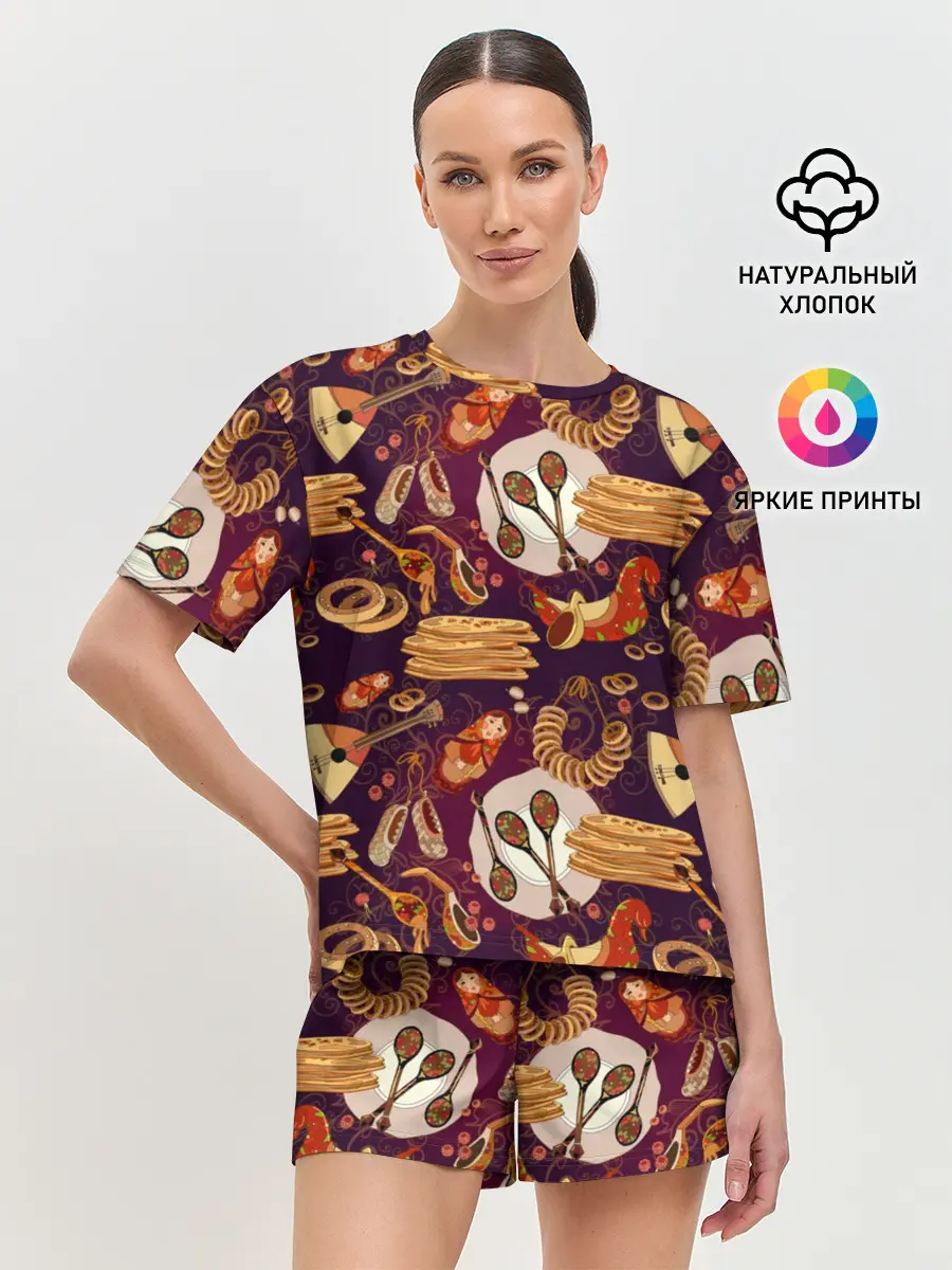 Женская пижама с шортами / Русские блины