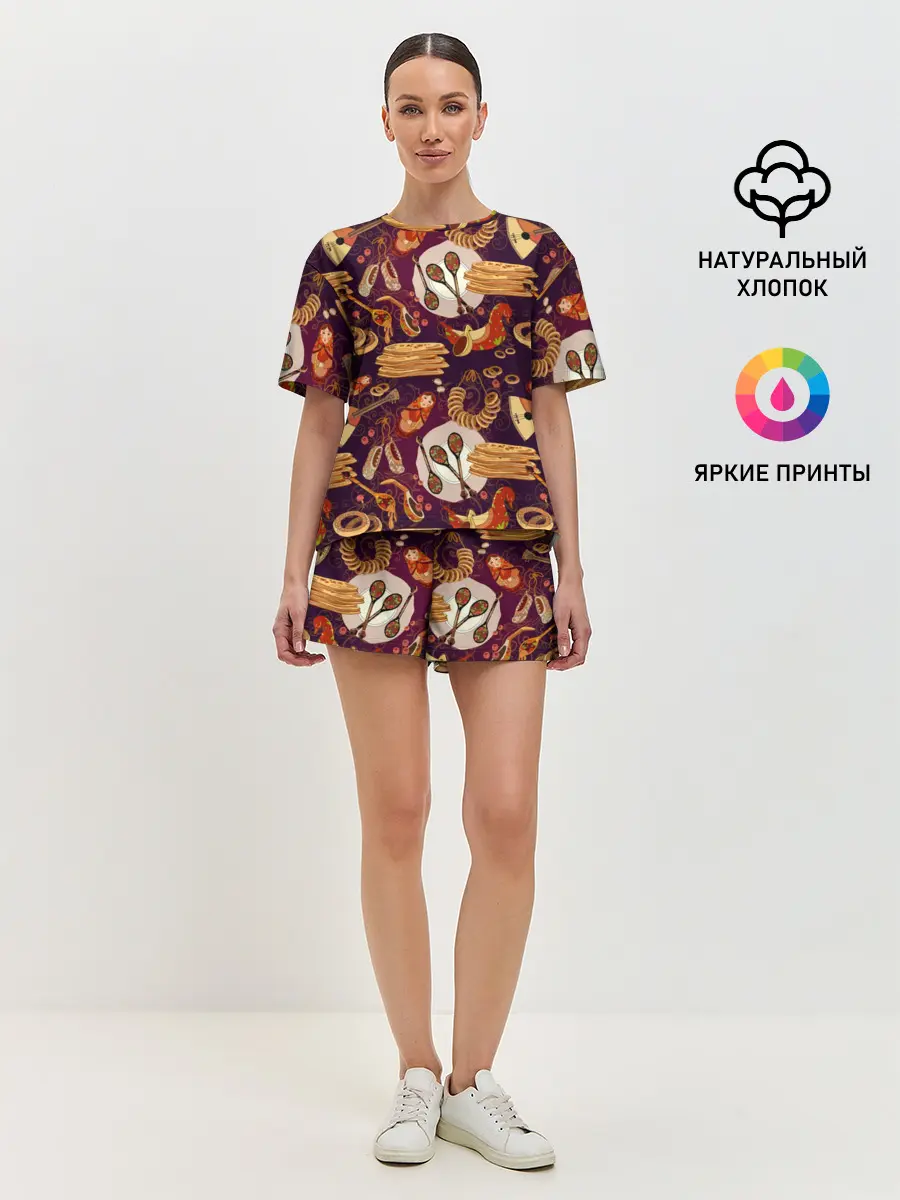Женская пижама с шортами / Русские блины