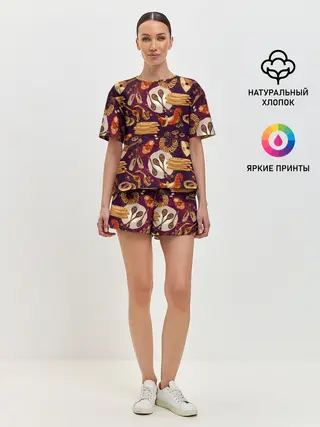 Женская пижама с шортами / Русские блины