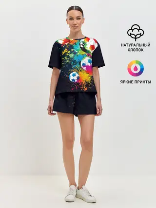 Женская пижама с шортами / Футбольные мячи