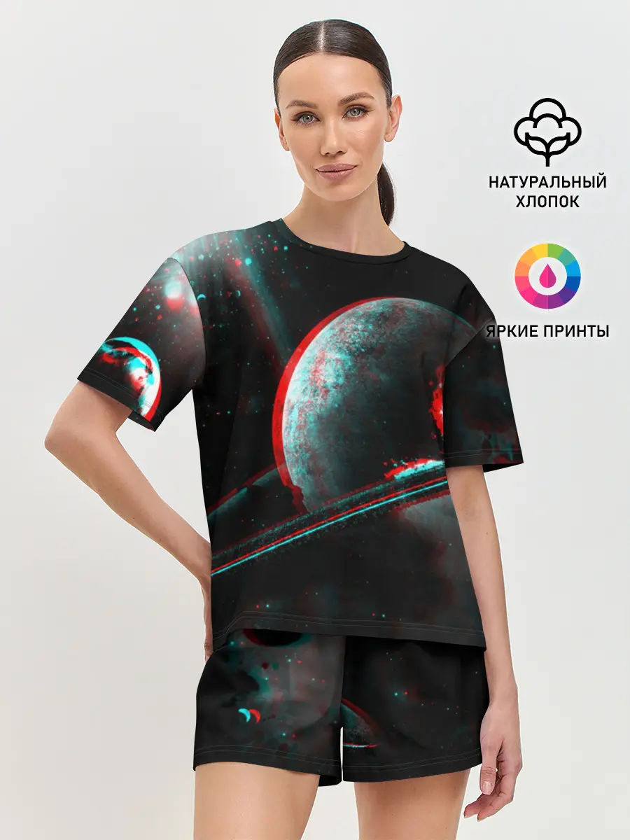 Женская пижама с шортами / Cosmos Glitch