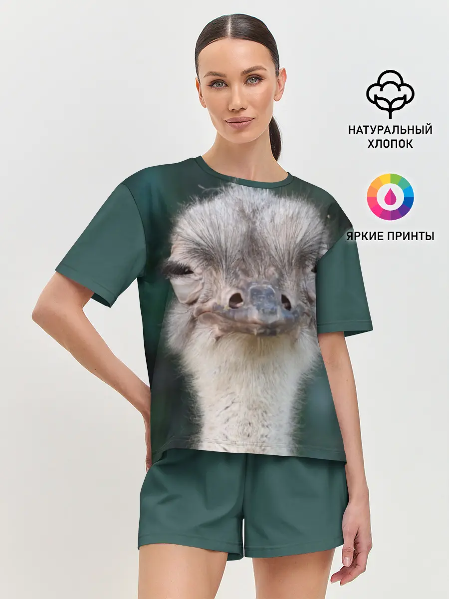 Женская пижама с шортами / Подозрительный страус