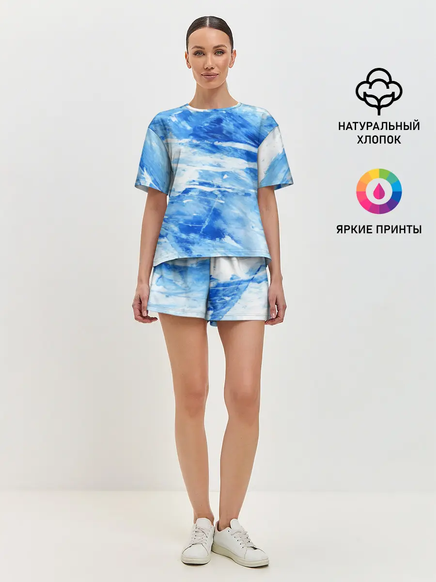Женская пижама с шортами / Вода акварель