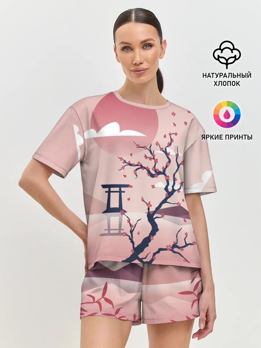 Женская пижама с шортами / Японский мотив