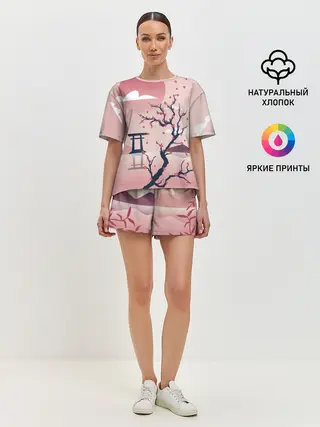 Женская пижама с шортами / Японский мотив