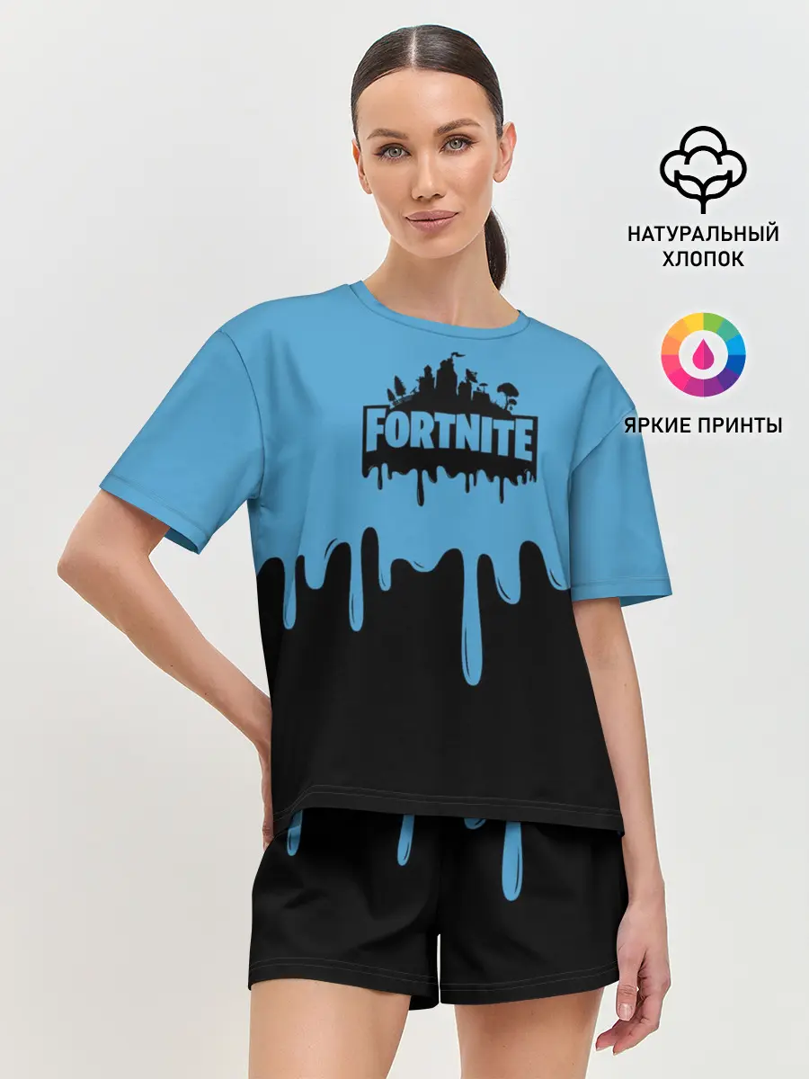 Женская пижама с шортами / FORTNITE - Black&Blue