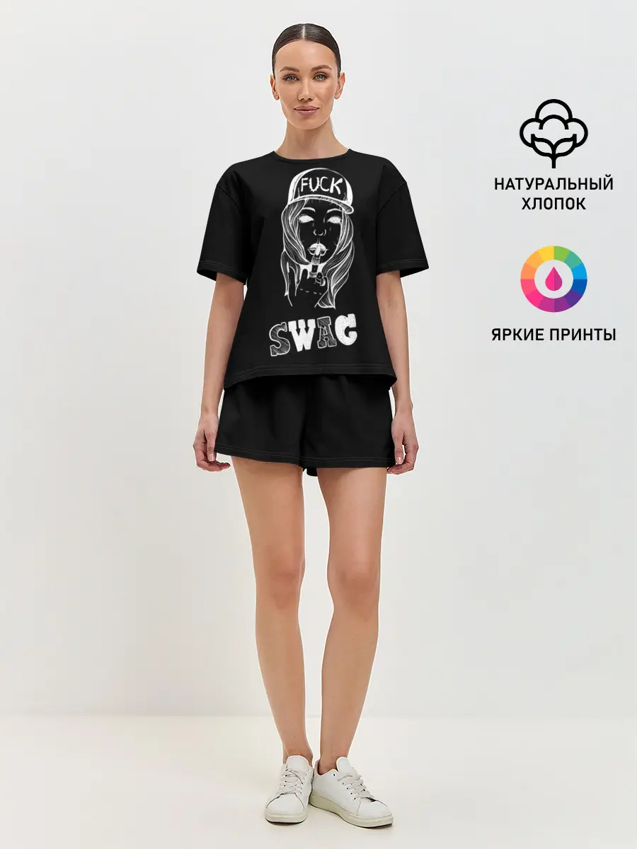Женская пижама с шортами / Swag BLACK