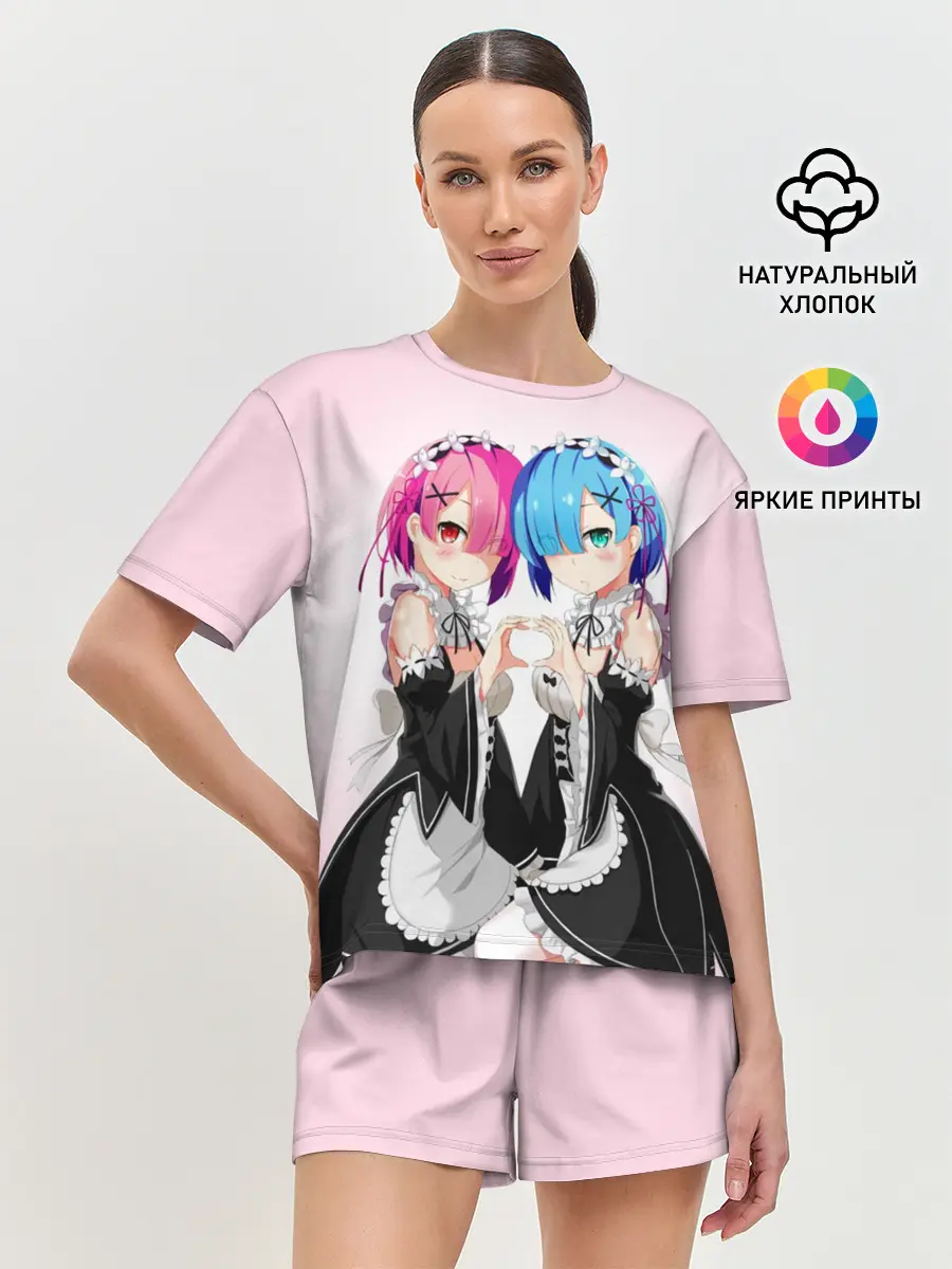 Женская пижама с шортами / Re:Zero. Рем и Рам