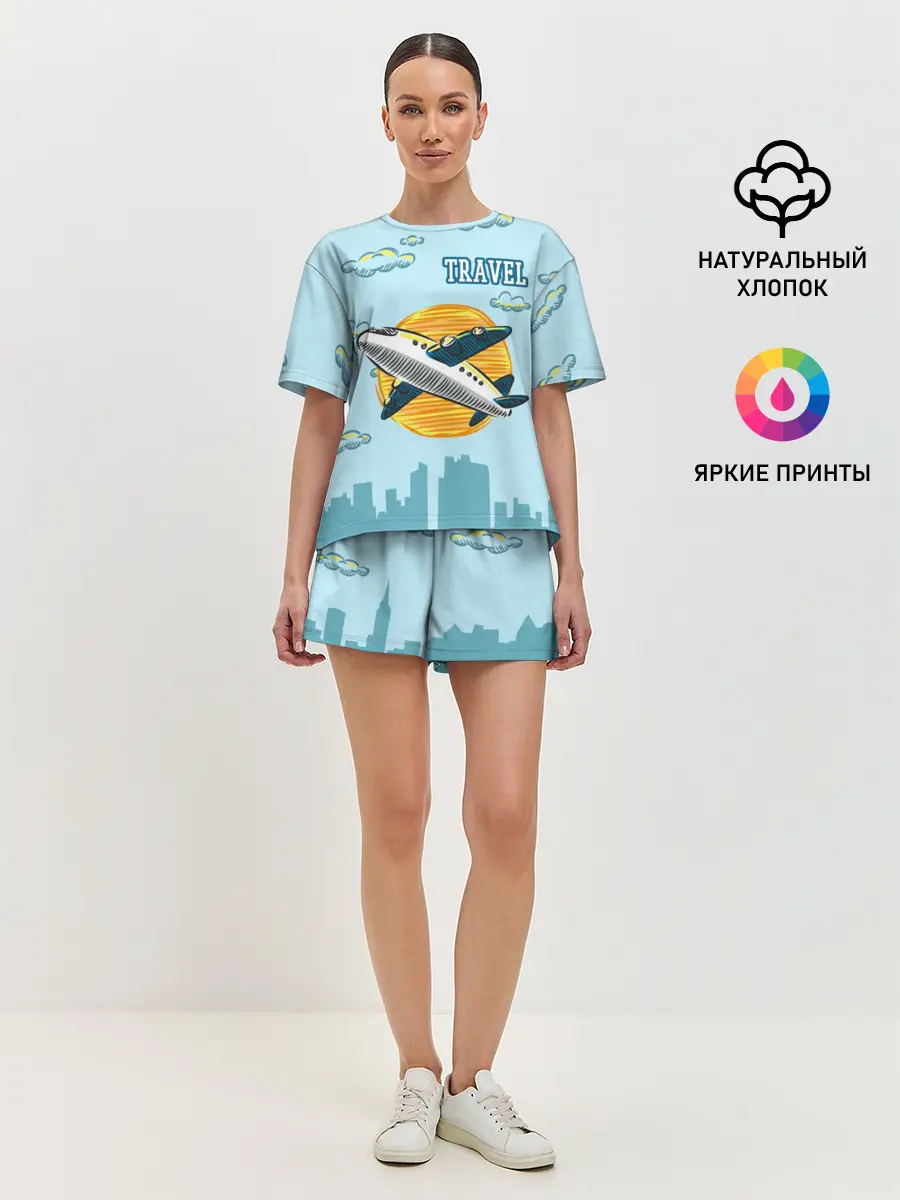 Женская пижама с шортами / Путешествия