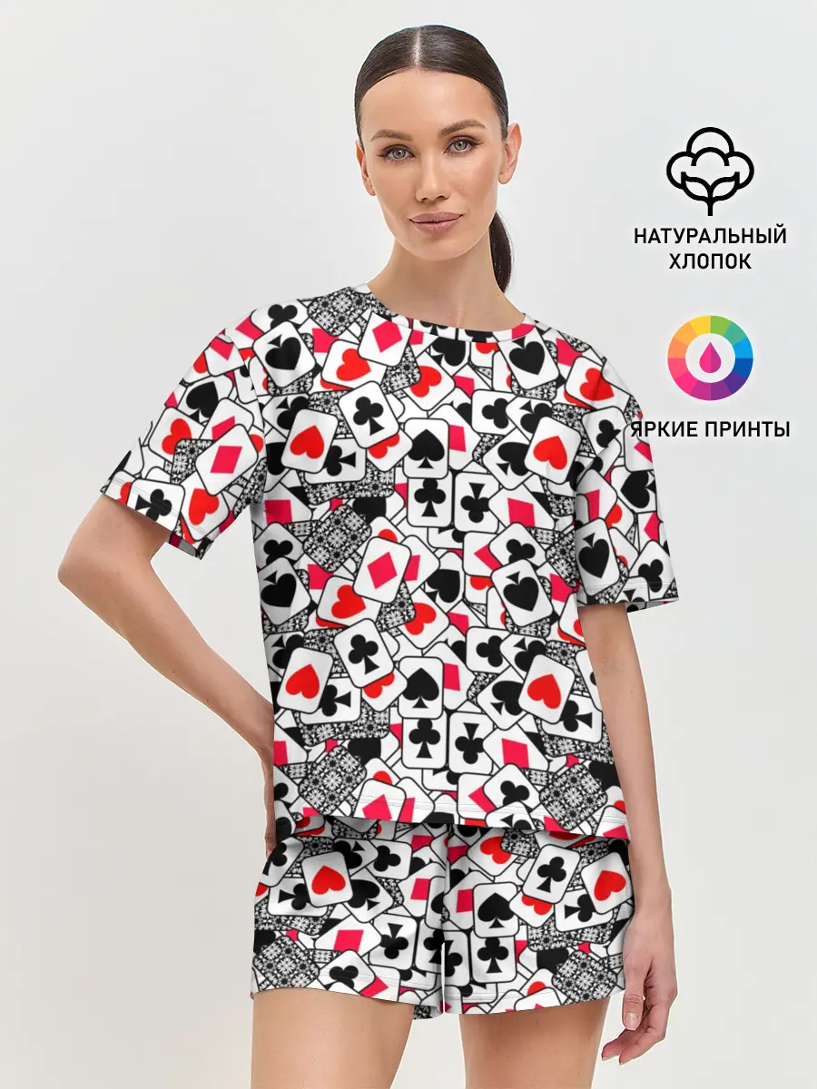 Женская пижама с шортами / Игральные карты