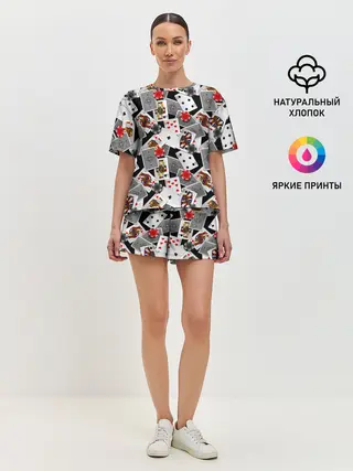 Женская пижама с шортами / Игральные карты