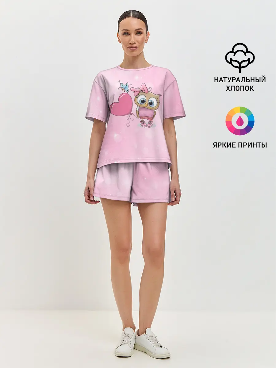 Женская пижама с шортами / Совушка с шариком