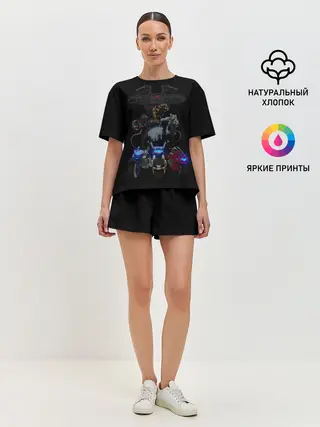 Женская пижама с шортами / Мыши рокеры с марса / байкеры