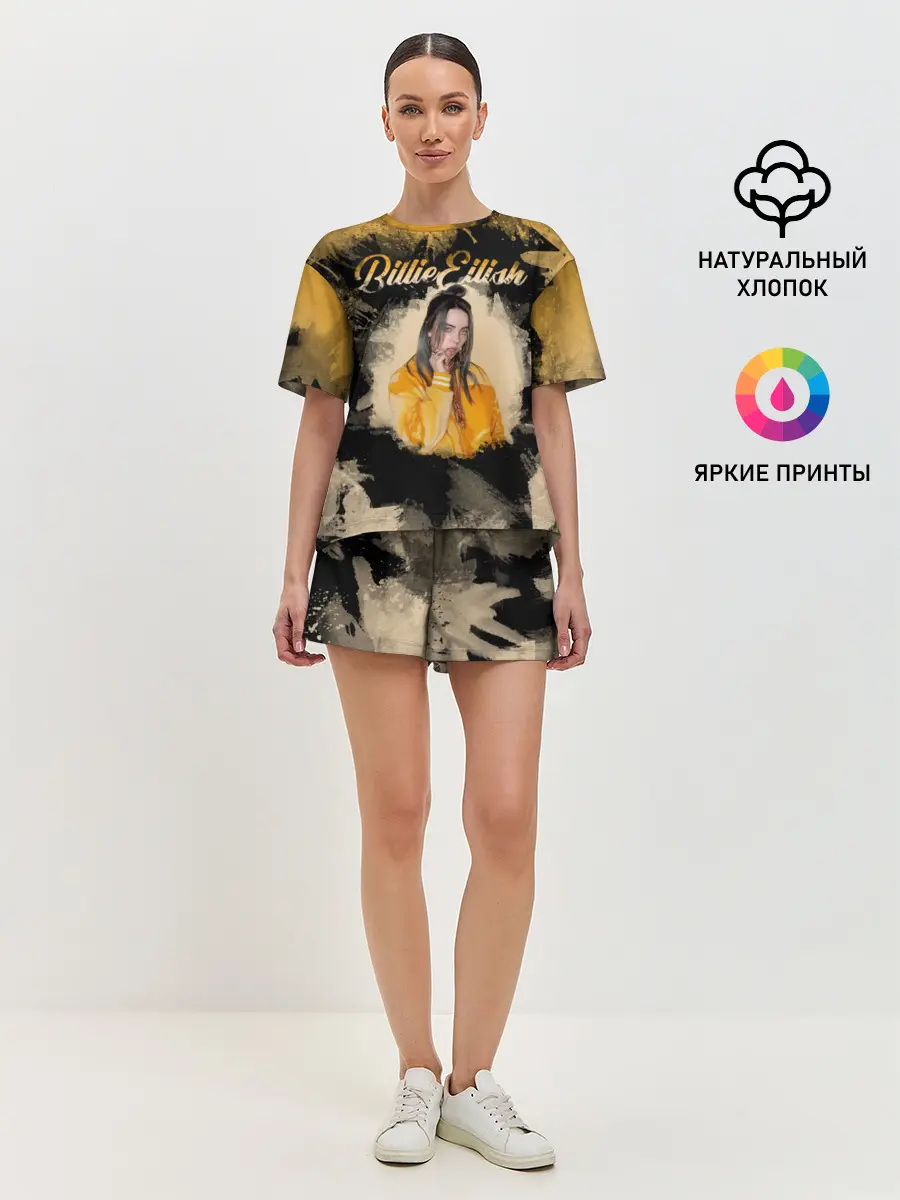 Женская пижама с шортами / Billie Eilish Акварель