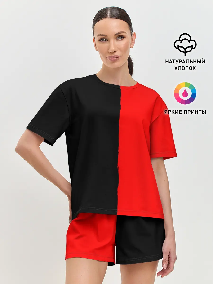 Женская пижама с шортами / Red & Black